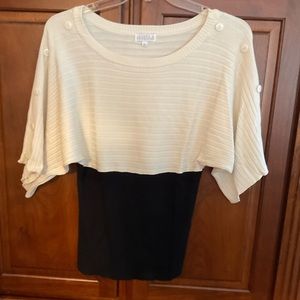 Joseph A ivory and black Dolman top size L- Final Price!!